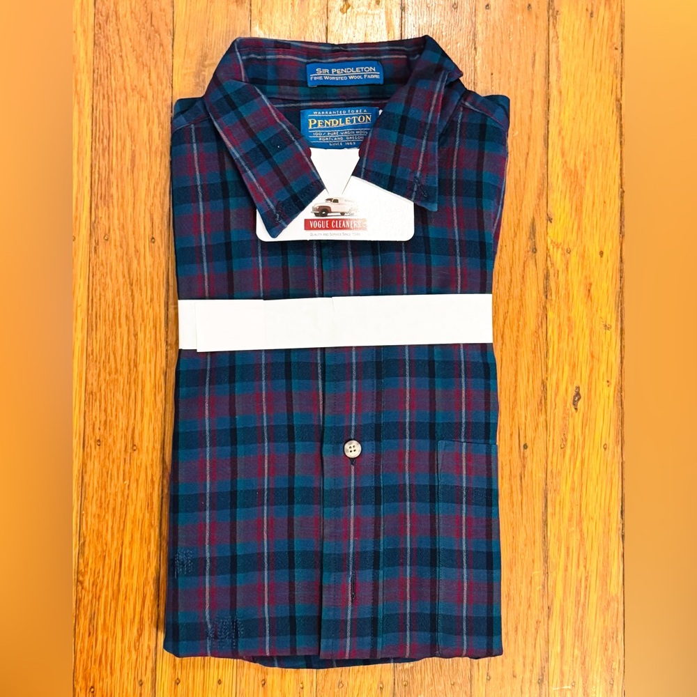 Pendleton Men's Blue and Red Plaid 100% Virgin Wool Shirt